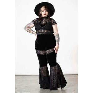 KILL STAR Solstice Velvet Flare Bell Bottom Lace Gothic Witch Soft Stretch Comfy